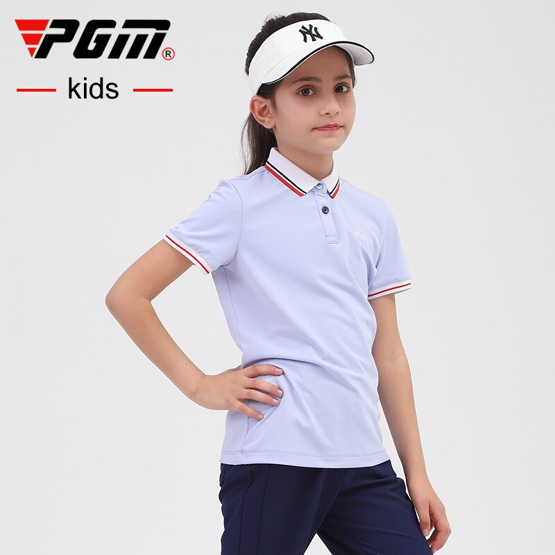 PGM Golf Clothing Summer Girl Golf T-Shirt Short Sleeve Golf Shirts Comfortable And Breathable Tops Golf Apparel S-XL YF413: YF413-Light blue / S-130cm