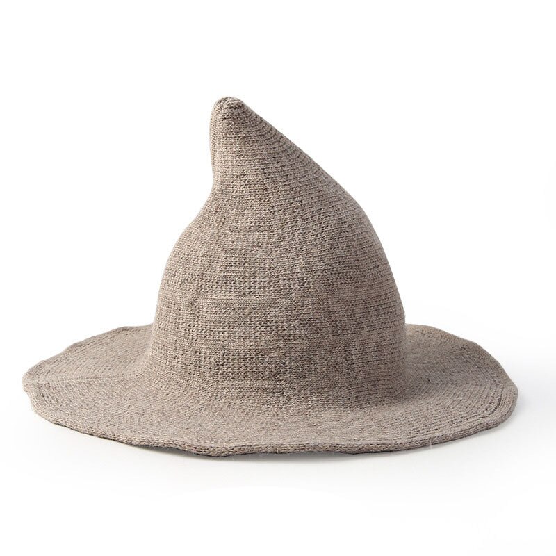 Sombrero de bruja de para otoño e invierno, accesorios de disfraces de lana, sombrero de cubo puntiagudo para Cosplay, Brujo mágico: Light Tan