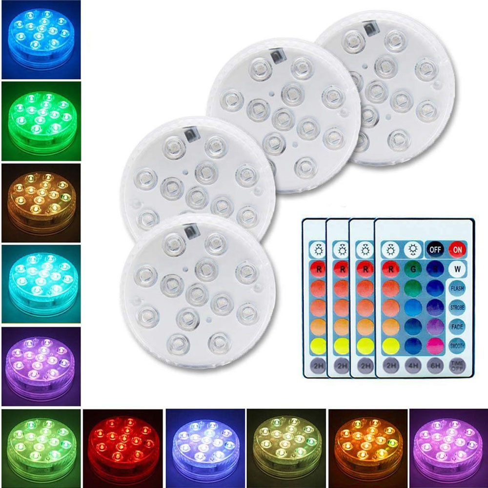 13 led rgb upotettavaa valoa kaukosäätimellä  ip68 vedenalaista maljakkoa uima-allaslamppua akvaariolammikolle hääjuhliin kylpyamme kylpyamme