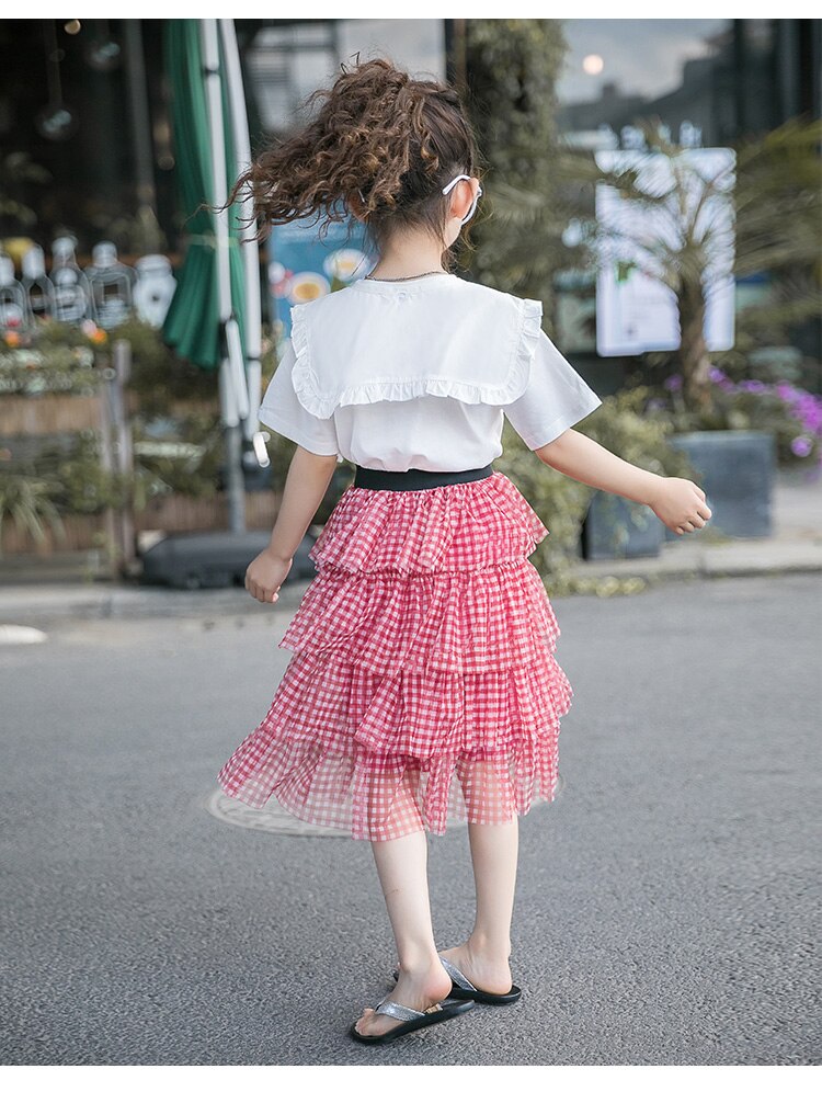 teenager skirts red plaid 12 years old casual clothes kids girls costume