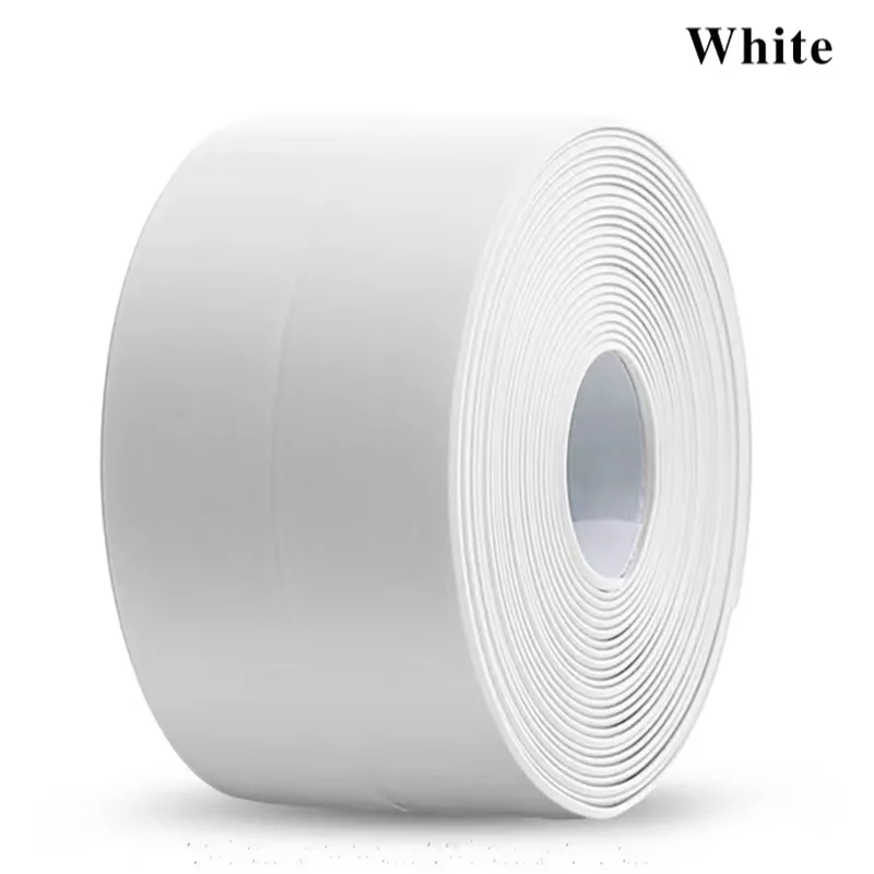 Pvc-tätningstejp för badrum, badkar, toalett, kök, fogmassa, självhäftande, vattentät, väggdekal, mögelfri tejp, 1 rulle: Vit / 3mm