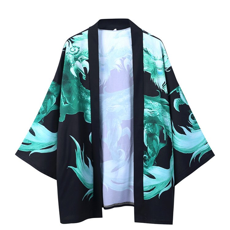 Vrouwen harajuku vest japanse kimono zomer drakenprint losse shirt tops heren zomer kimono jas gothic yukata jas