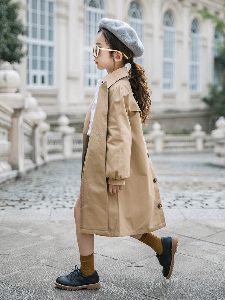Gabardina Lisa para niñas, abrigos rompevientos de a la , prendas de vestir largas para adolescentes, tops 16y WS992, novedad de primavera y otoño de