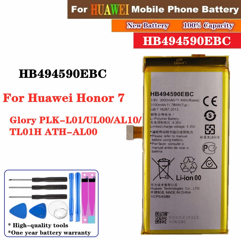 3000mAh HB494590EBC Replacement Battery For Huawei Honor 7 Glory PLK-L01 / UL00 / AL10 / TL01H ATH-AL00 Battery