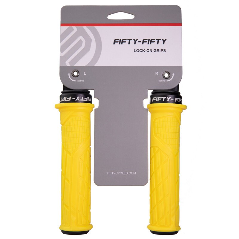 FIFTY-FIFTY MTB Bicycle Grips Custom Rubber Compound Single lock Handlebar Grips Shock-absorbing Soft Bike Grips: Yellow