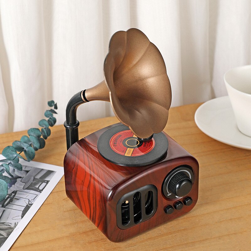 Retro Nostalgic Vinyl Record Music Box Phonograph Music Box Bar Cafe Window Porch Decoration For Friend