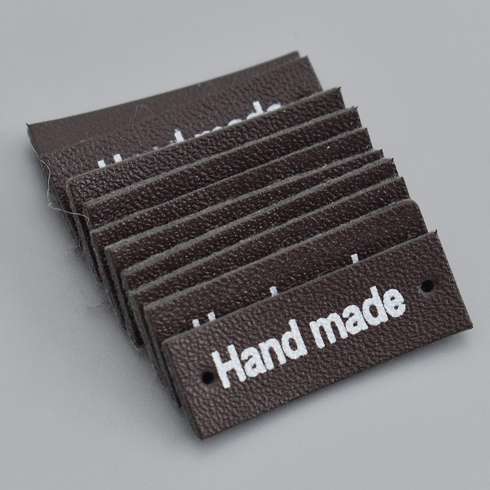 50Pcs/lot Handmade Clothes Labels Embossed Hand Made Letter Garment Labels For Bags Diy Sewing Materials: Deep coffee printed