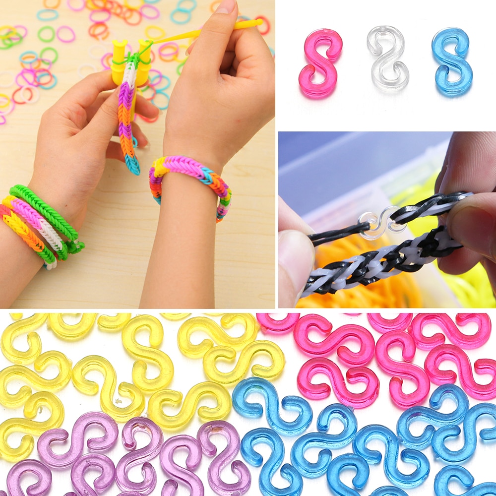 500pcs 11mm Acrylic S Clips Rubber Band Clips Plastic Jewelry Connectors For Necklace Bracelet Making DIY Colorful Clasp