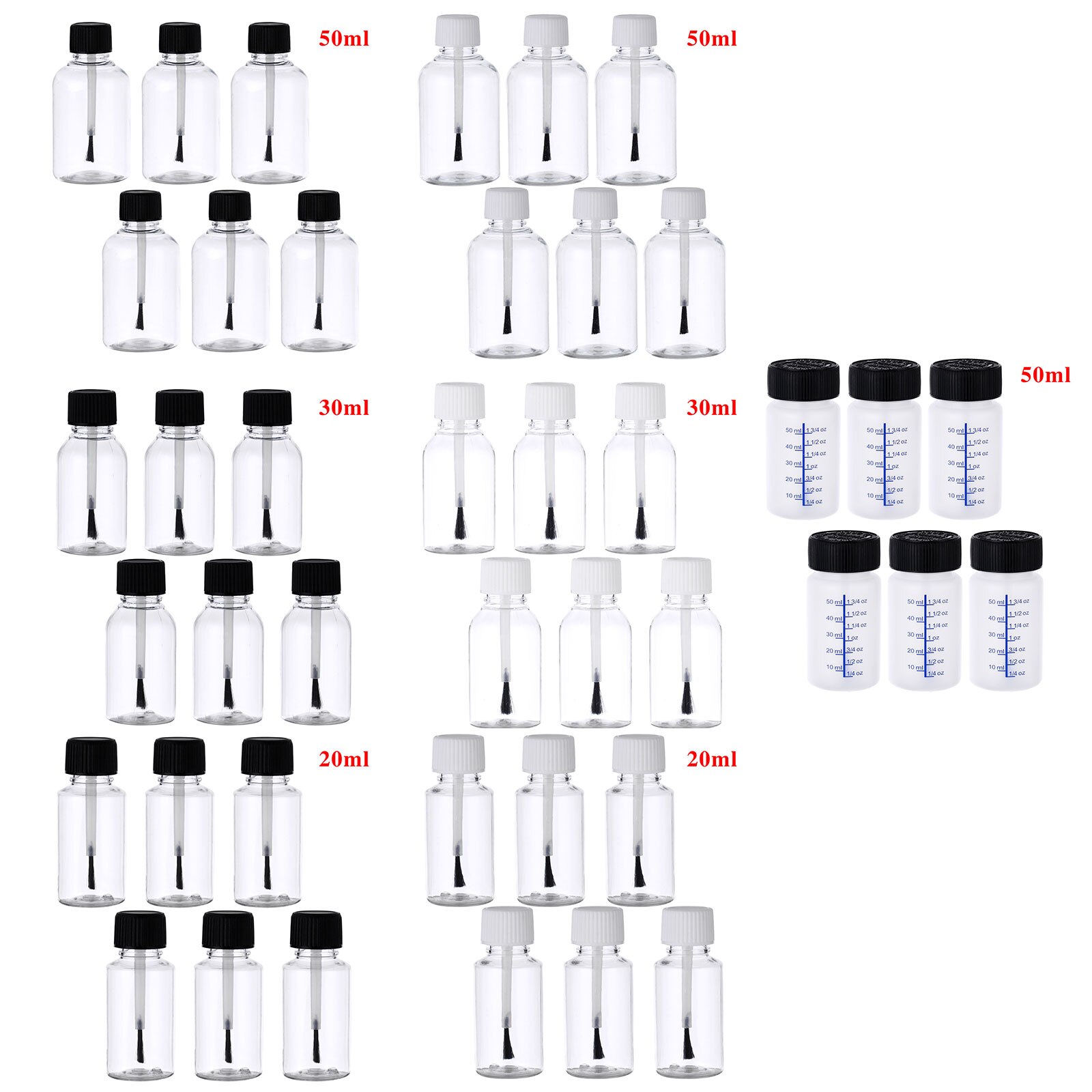 6 Nail Gepolijst Fles Clear Lege Navulbare Nagellak Potten Opslag Plastic Containers Fles Met Borstel Cap Voor Diy Nail art