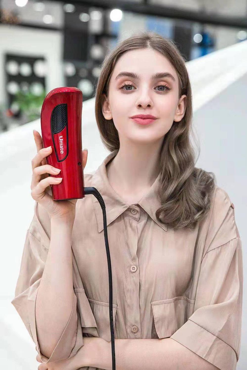 Fer à friser multifonctionnel en forme de Rose, outil de coiffure pour boucler les cheveux, avec écran LCD automatique: Rouge / LES USA