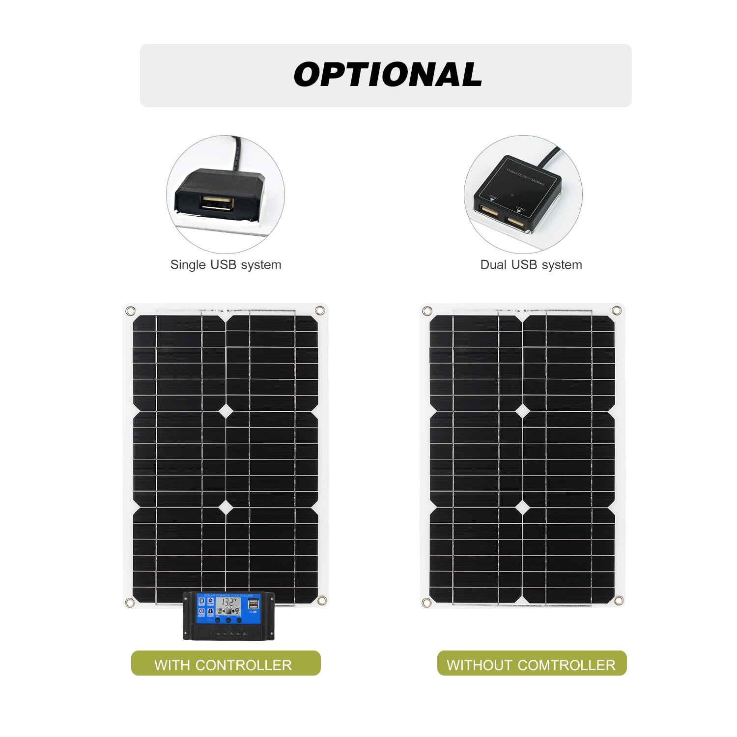 18w 12v solpanelskit monokristallin modul med solenergiladdningsregulator och anslutningskabelsatser