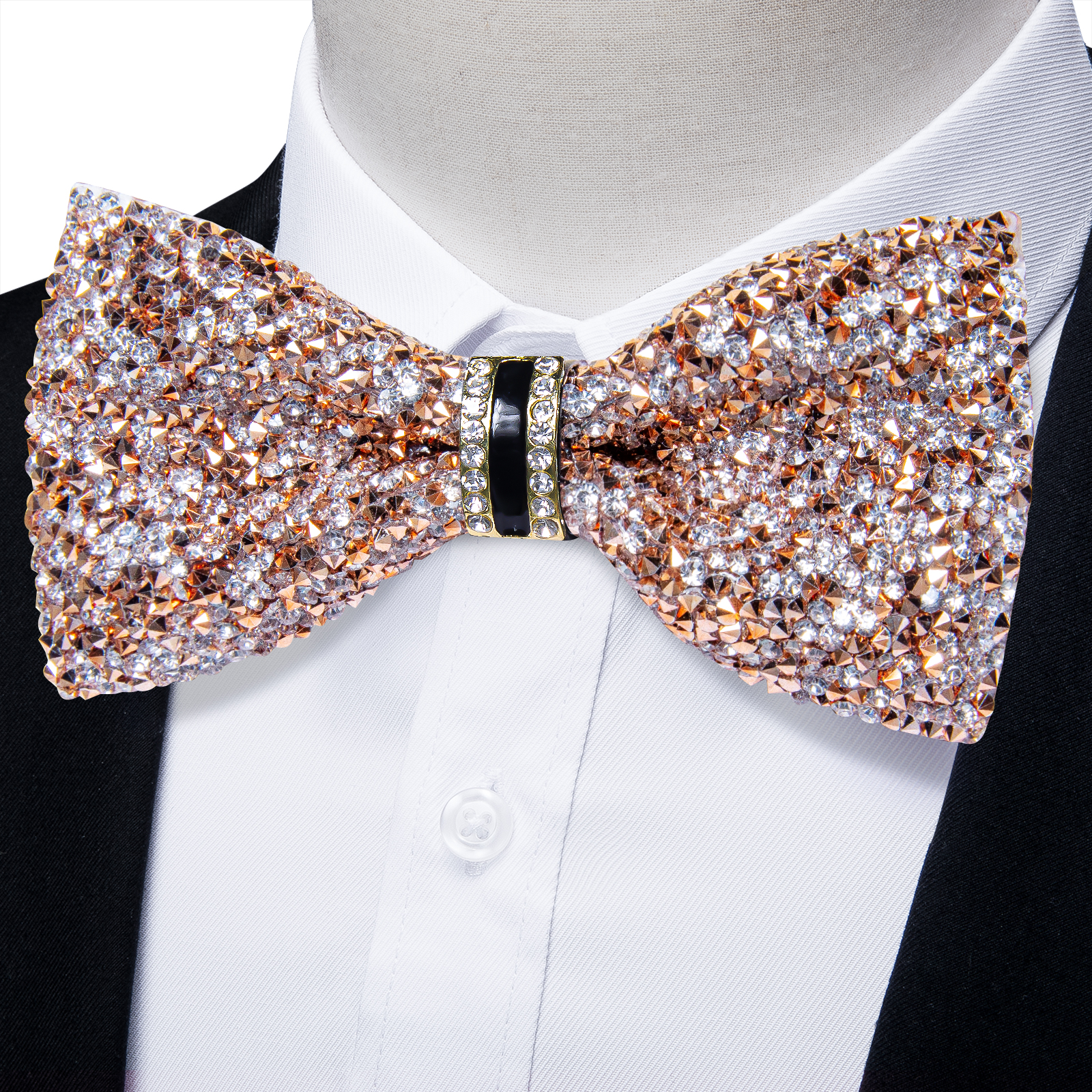 Rhinestone Bow Ties for Men Pre-tied Sequin Bowties Men with Adjustable Length, Jewel Bowknot Wedding Prom Tuxedo Accessories: Silver
