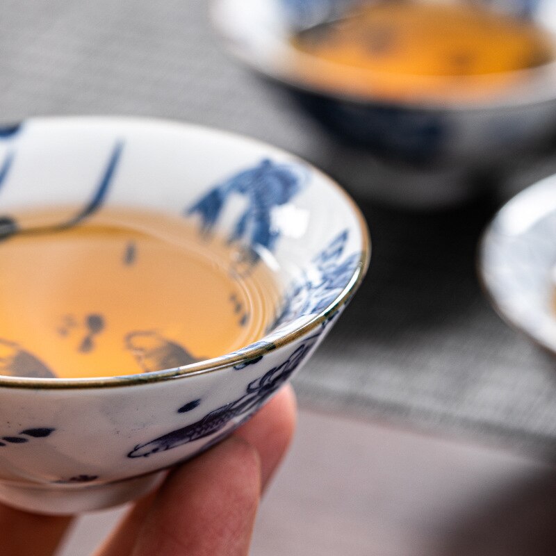 70ml håndmalede kung fu tekop te-sæt keramiske master kop cha zhan enkelt kop klassiske blå og hvide stjernetegn tekopper