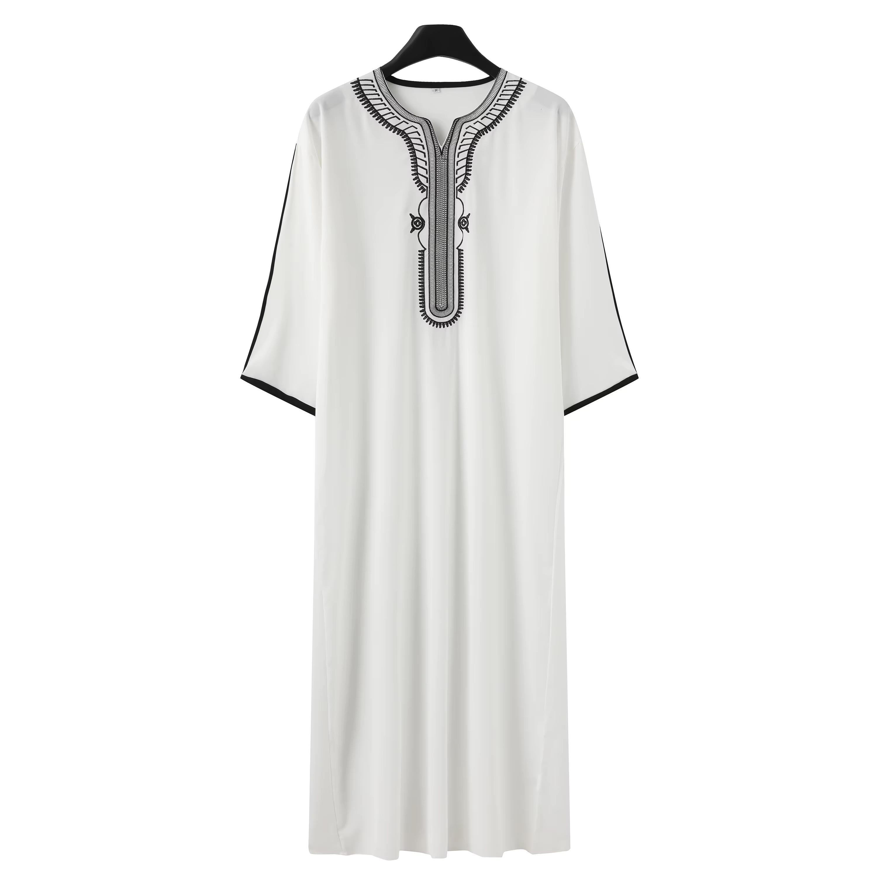 Bata de lujo musulmana de estilo marroquí para hombre, bata exclusiva tradicional Eid al Fitr, bata holgada con bordado simple para hombre