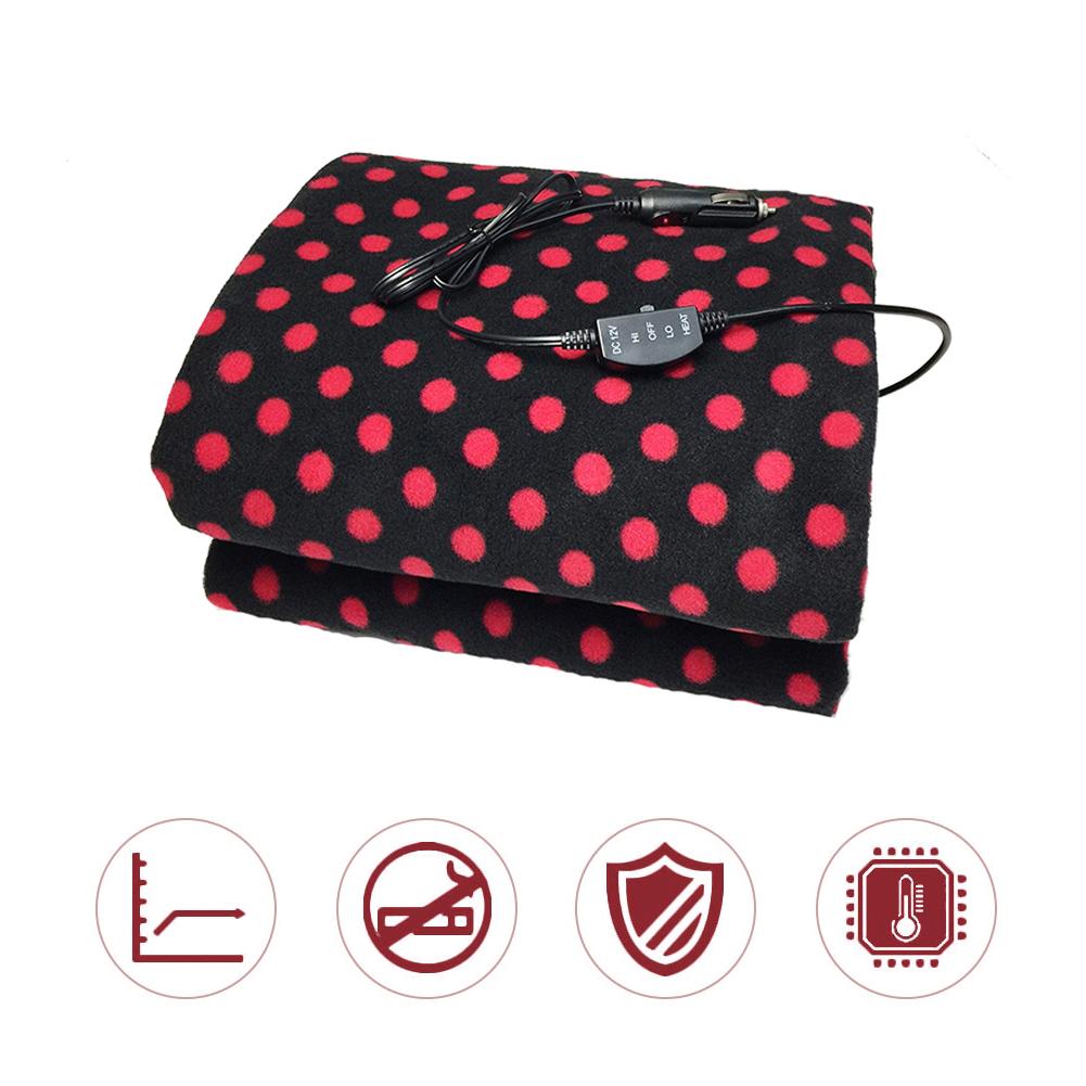 Couverture chauffante électrique pour voiture | 150x100cm, couverture épaisse noire rouge, points, voyage automobile, économie d'énergie, chaude, camions adaptés 12V