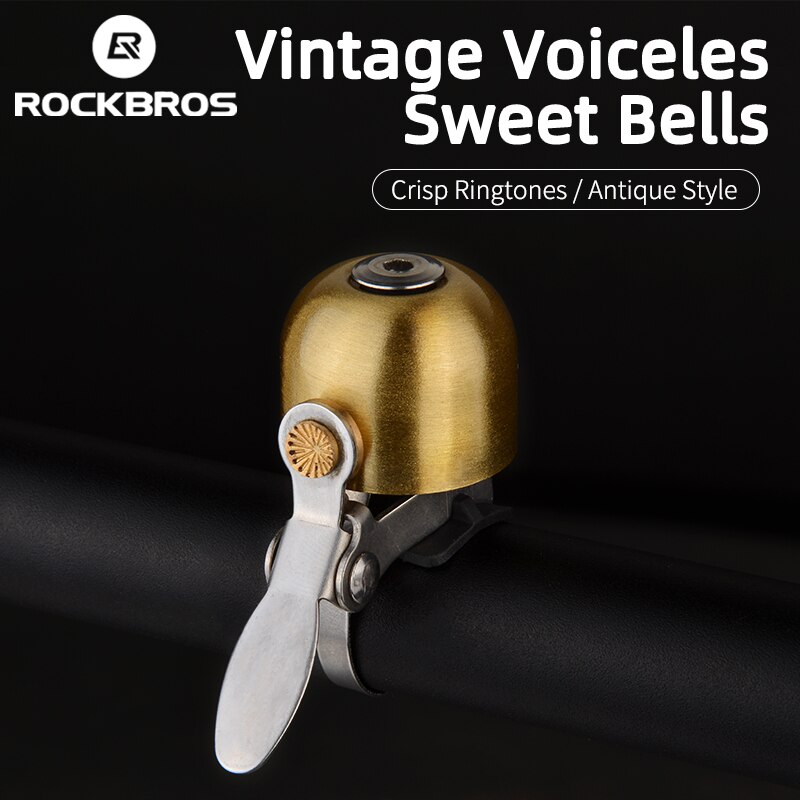 ROCKBROS – sonnette de vélo en laiton Vintage, sonore claire, vtt, vélo de route, sonnette rétro, accessoires de cyclisme pour enfants