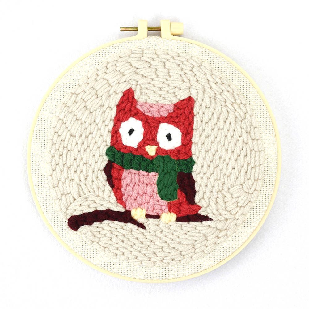 Punch Needle Embroidery Kit with Yarn for Beginners Easy Embroidery DIY Needlework Work Home Decor Cartoon Animal Embroidery
