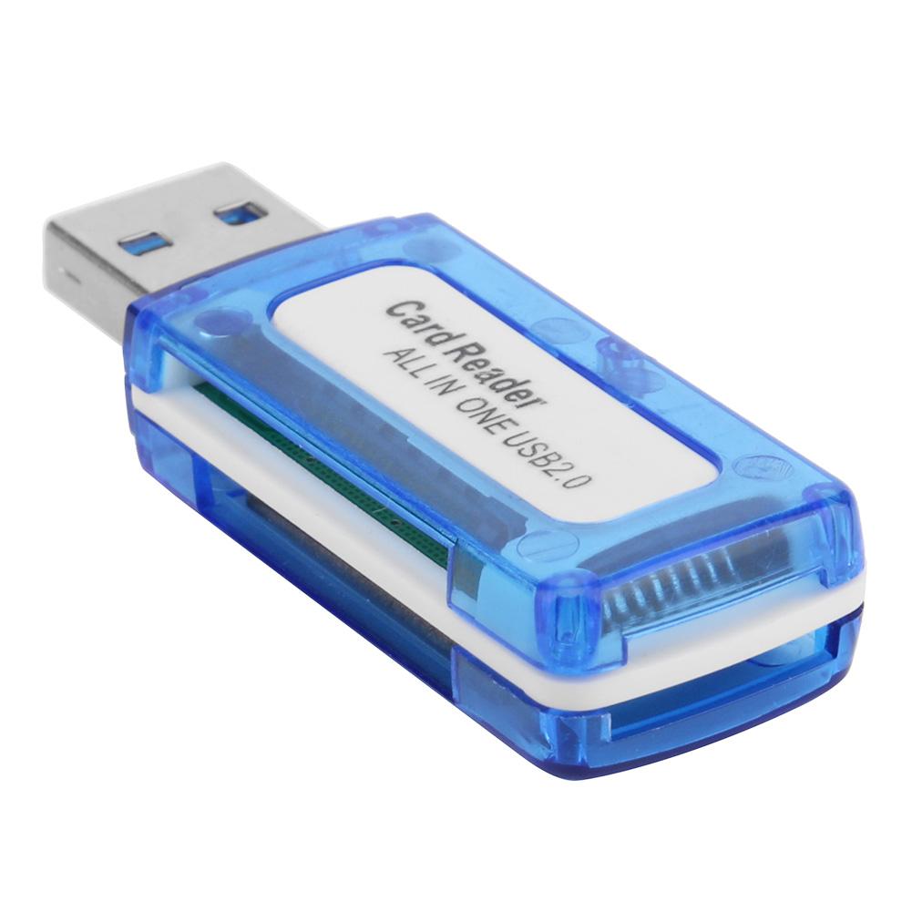 Leitor de cartão de memória portátil 4 em 1, leitor de cartão multiuso, usb 2.0, tudo em um, para micro sd, tf, ms, micro m2