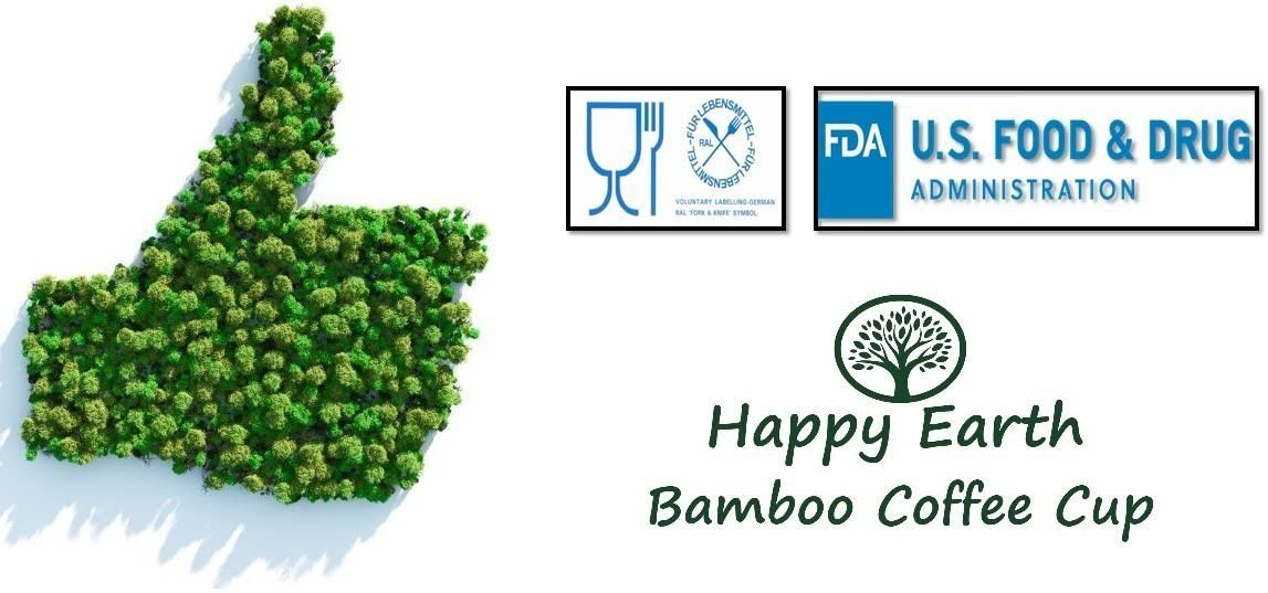 Reusable Eco-Friendly Coffee Cup 450ml, Made with Organic Natural Bamboo Fibre, can be Used as a Travel Mug or Home Coffee Mug