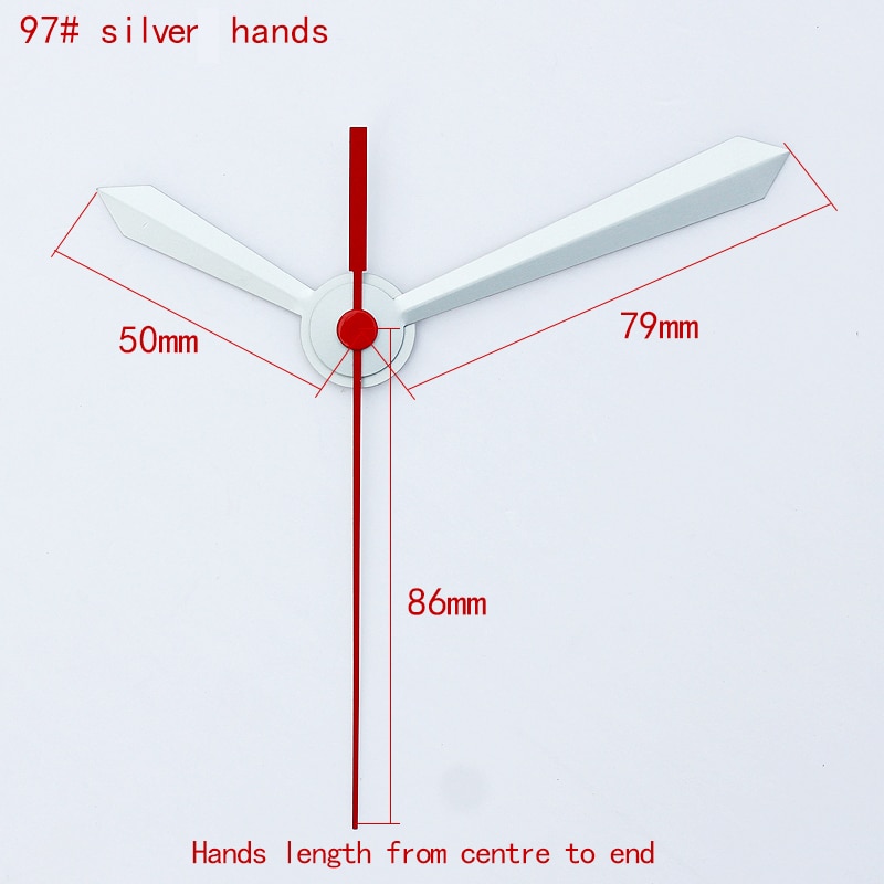 12888 jonge stad witte as wijzers zilveren klok wijzers 97#  metalen aluminium kwarts klok accessoire diy klok kits