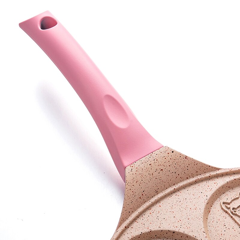 7 Holes Pancake Mold Non-Stick Griddle Maker Animal Face Pancake Steak Cooking Egg Ham Pans with Silicone Spatula Pink