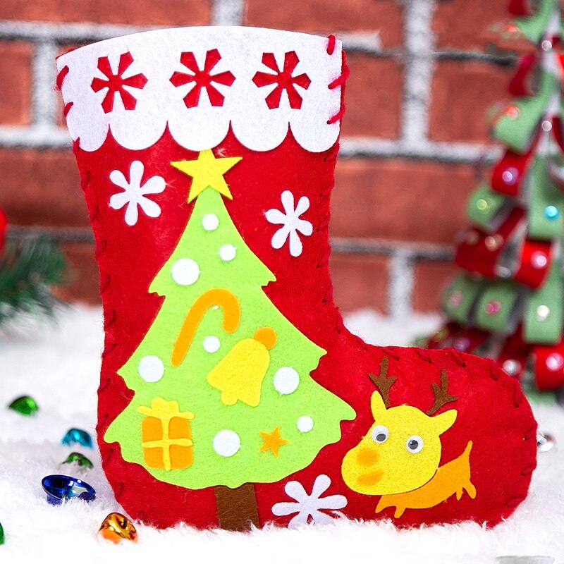 Non-woven Christmas Socks Sewing Socks Christmas Children DIY Handmade Materials Pack Kindergarten Handmade: xksdw1007
