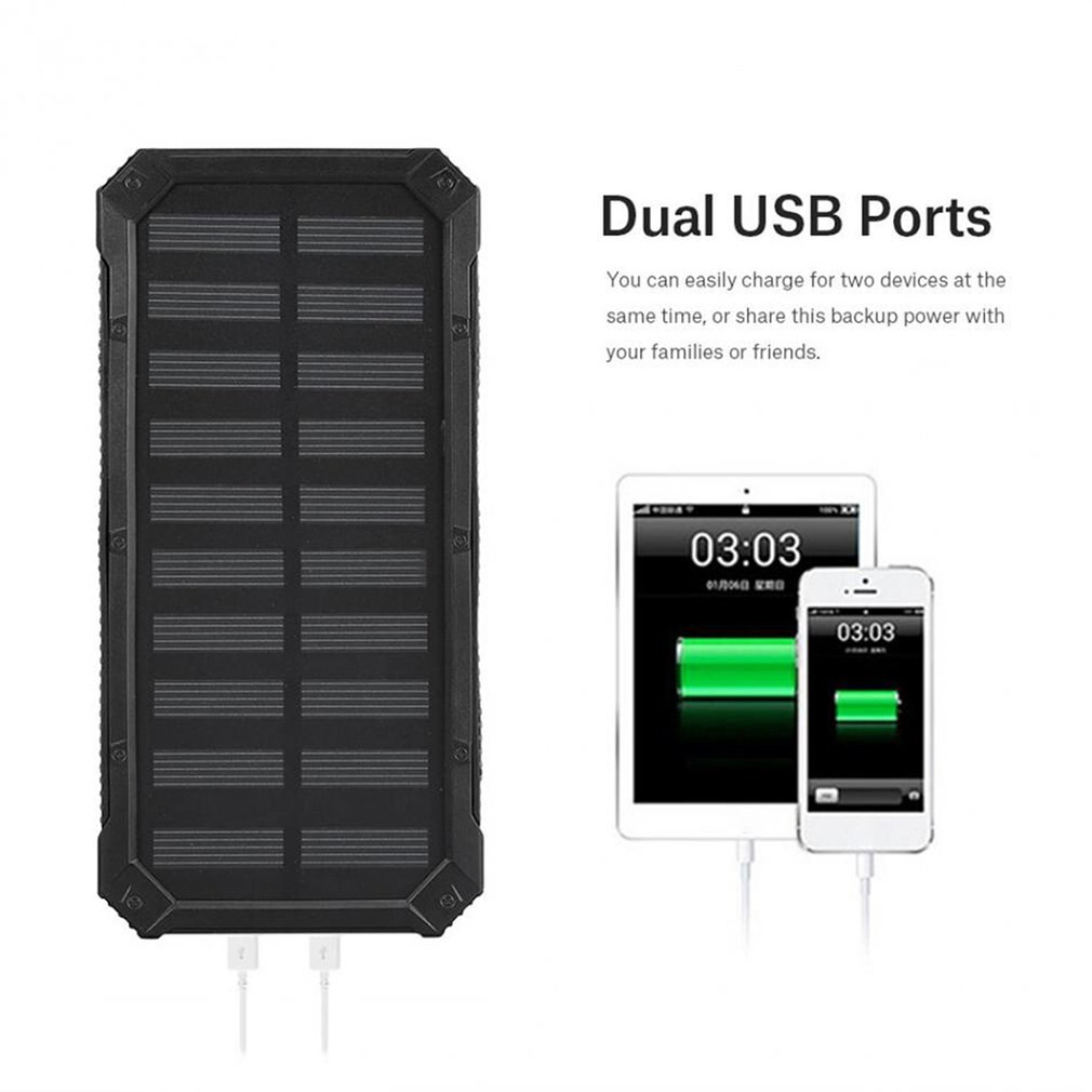 Large Capacity Solar Power Bank Cell Phones Battery Pack Portable Wireless Power Bank for Smartphones