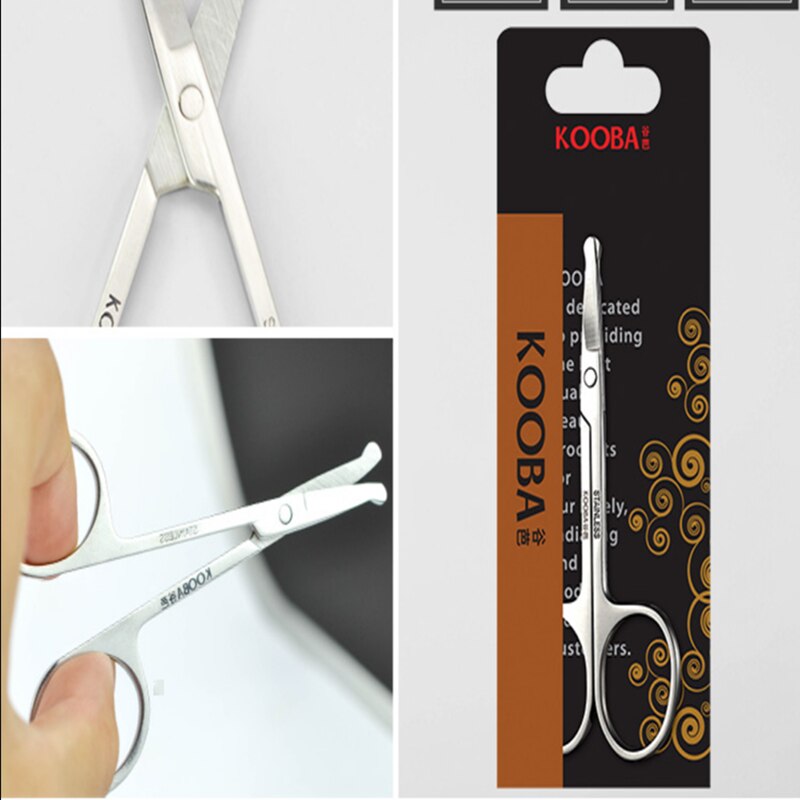 100% 1pc Steel Mini Portable Curved Mustache Nose Ear Hair Remover Scissor Trimmer Safety Tips