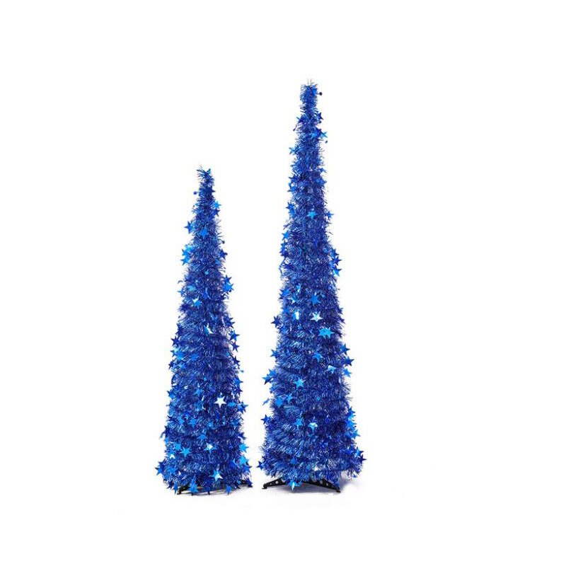 1.2m kunstige juletræer, der kan trækkes tilbage sammenfoldelige farver, juletræspynt til jul, skinner ikke festdekoration: Blå