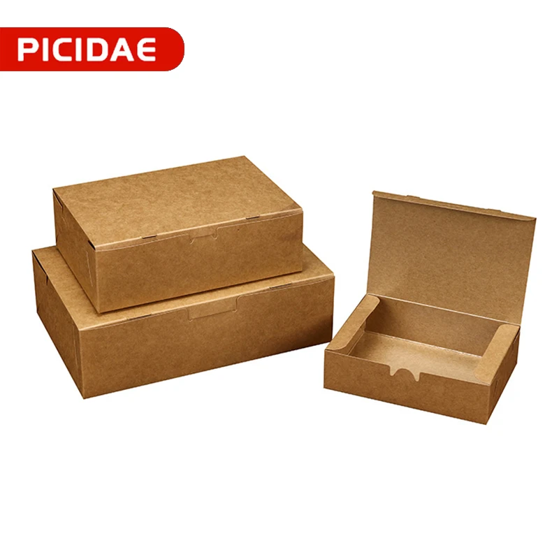 Fiambrera de papel Kraft desechable, contenedores de preparación de comidas, cajas de comida para llevar para restaurante, hogar, ensalada, aperitivos, cartón, 50 piezas