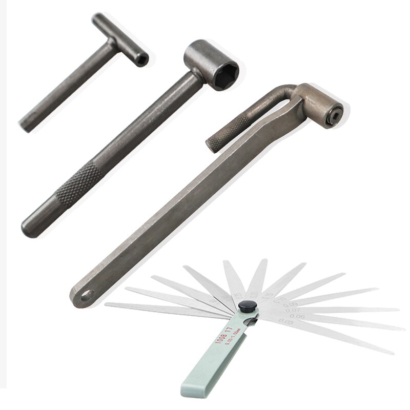 Herramienta de ajuste de válvula de motor de motocicleta, llave de tornillo de válvula hexagonal cuadrada, 8mm, 9mm, 10mm, manómetro de 0,02 a 1mm
