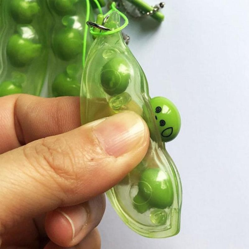 Linzen-erwtenkleur fidget toy antistress knijp edamame stressverlichtend speelgoed sleutelhanger openrits bonen emotie fidget sleutelhanger