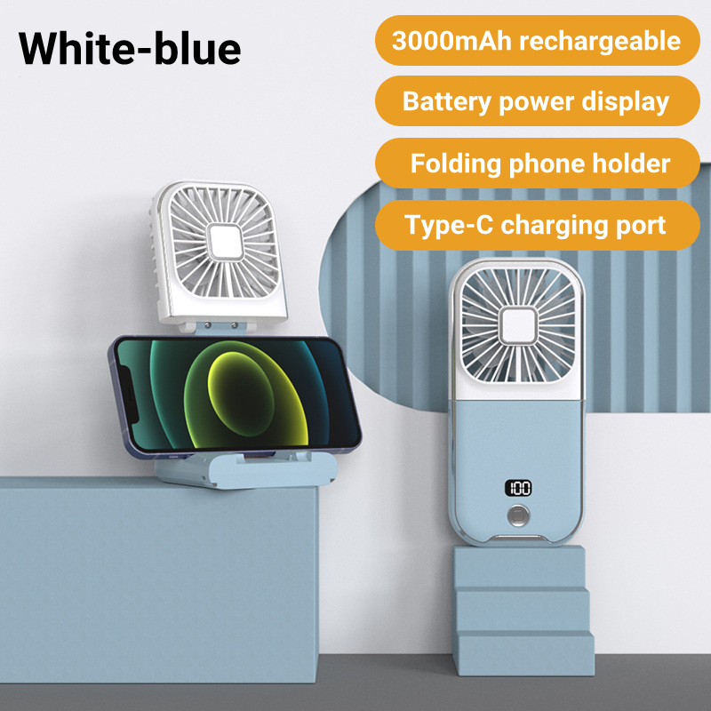 Mini ventilador de mano portátil para exteriores, ventilador de cuello colgante, carga USB, 3000mAh, alimentado por batería 180 ° Ventilador de refrigeración de aire de mesa inalámbrico plegable: Rojo