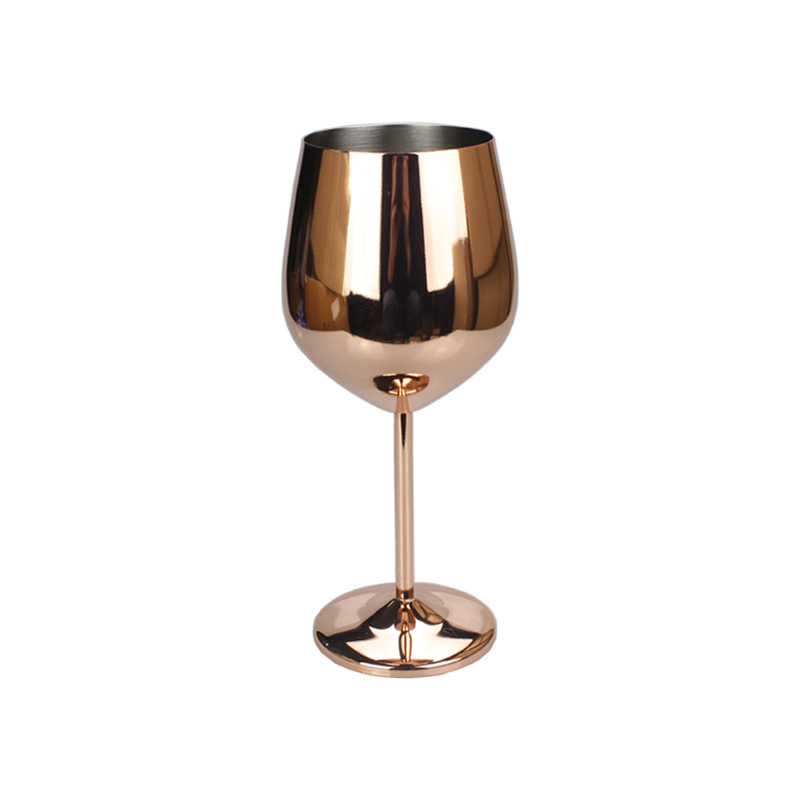 Copas de vino de acero inoxidable, copa de cobre y oro rosa, para zumo, copa de champán, cerveza, vidrio, , Bar, utensilios de cocina, 500ML: 500ml Rose gold