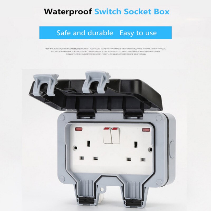Waterproof Switch Socket Box Weatherproof Outdoor Wall Socket Outlet External Installation Safety Durable Electrical Supplies