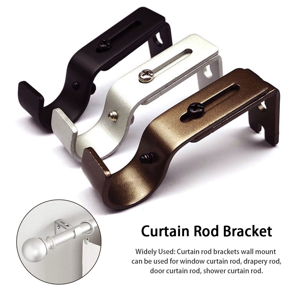 Adjustable Length Home Curtain Rod Bracket Easy Install Iron With Screws Window Frame Drapery Pole Holders Wall Mounted Hardware