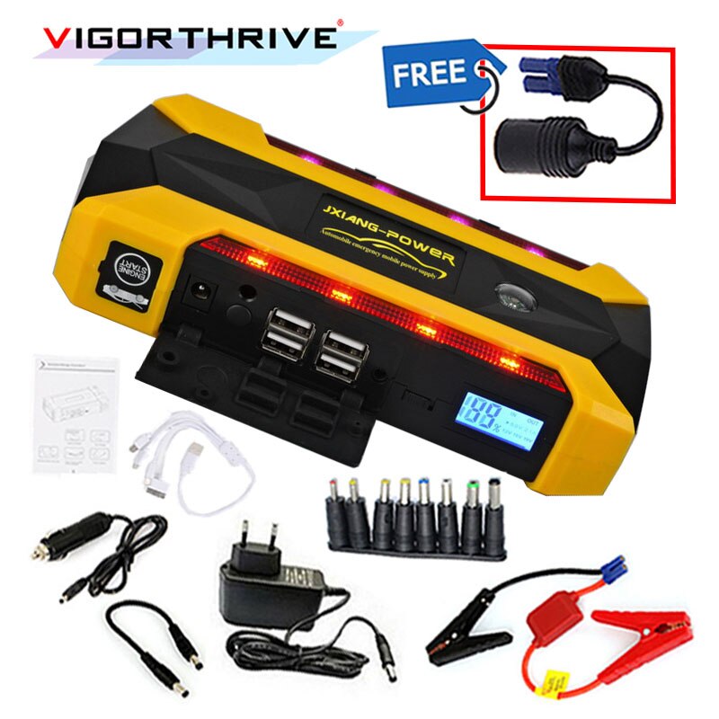 Car Jump Starter for Petrol car 600A Emergency Starting Device Power Bank Auto Battery Booster SOS Light Portable LCD Display