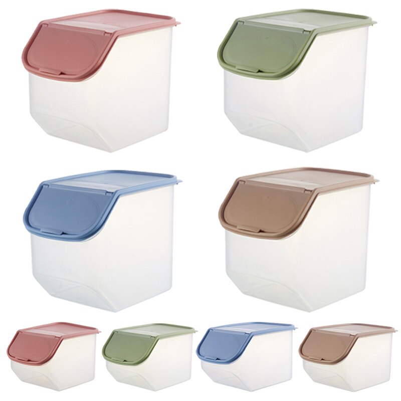 Dried Food Storage Sealed Box With Measuring Cup Plastic Kitchen Cereal Flour Rice Bin Bean Grain Container Organizer: CoffeeL / S