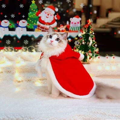 Deguisement chat noelde guisement chat noel costume noel chat accessoire pour chat vetement chat deguisement cha cat clothes vêtement chat Vêtements pour animaux de compagnie, cape de noël pour chats, vêtements d&#39;hiver