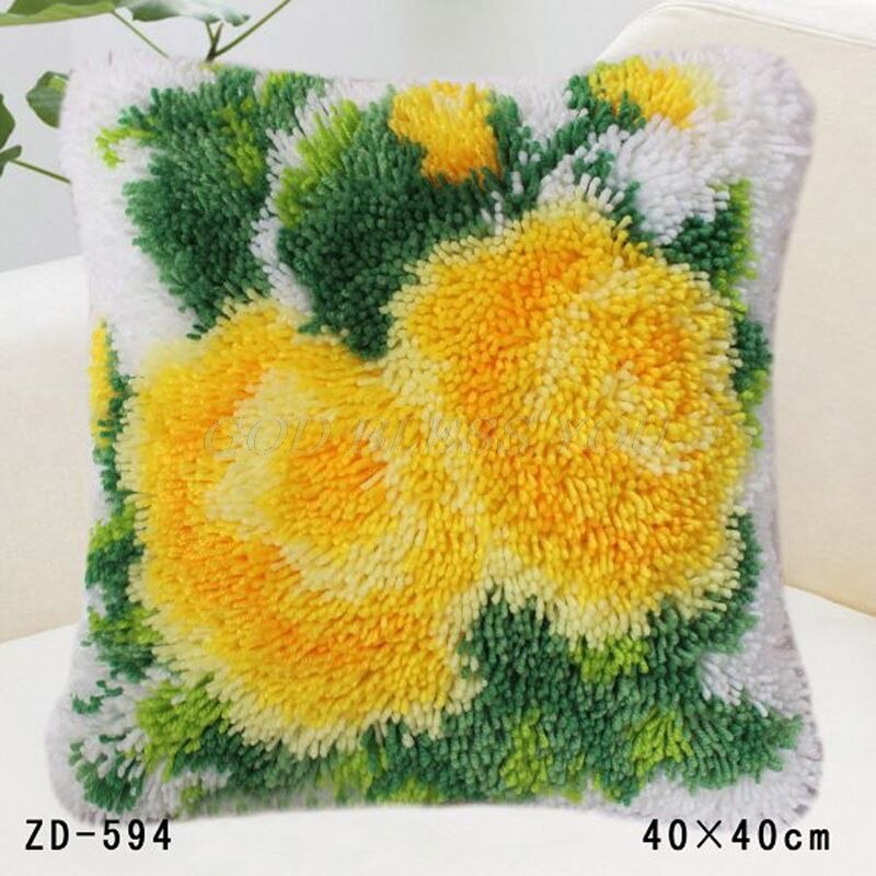 Flowers Grass Coarse Wool Latch Hook Kits DIY Cross Stitch Carpet Embroidery Plant Series Segment Embroidery DIY Rug Hooking Set