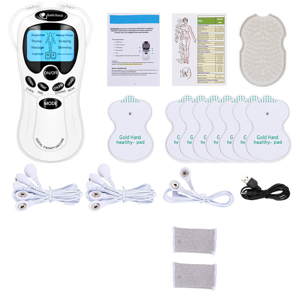 Fysioterapi tens muskelstimulator elektrisk ems akupunktur kropsmassage digital terapi slankemaskine elektrostimulator: Guld