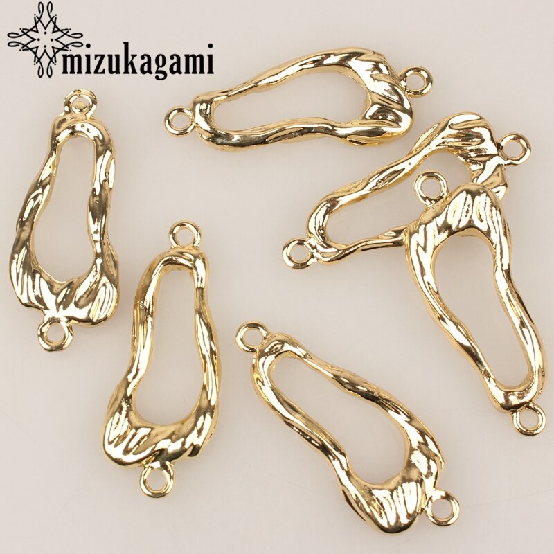 39*15MM 4pcs/lot Zinc Alloy Gold Geometry Hollow Charms Linker Connectors For DIY Earrings Jewelry Accessories