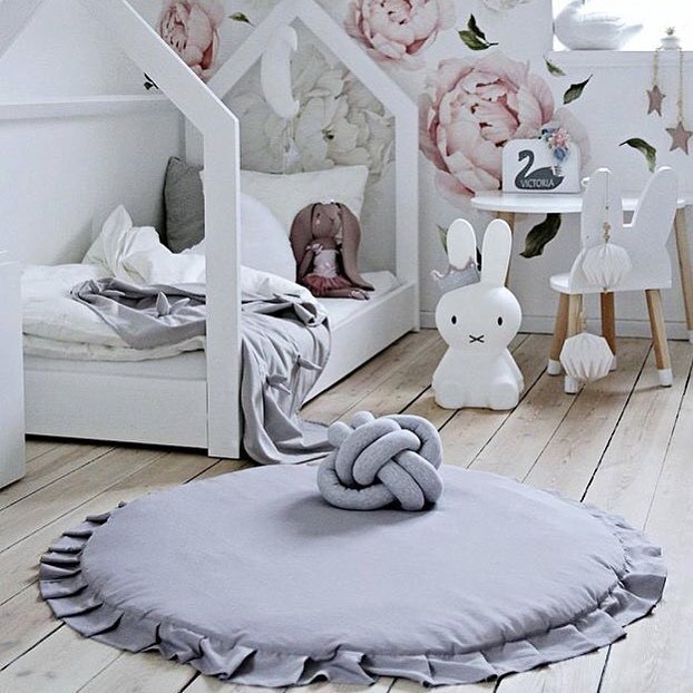 Ins Nordic Effen Kleur Ronde Kant Verdikte Zachte Baby Spelen Kruipen Mat Voor Slaapkamer Baby Spel Fotografie Props: Gray