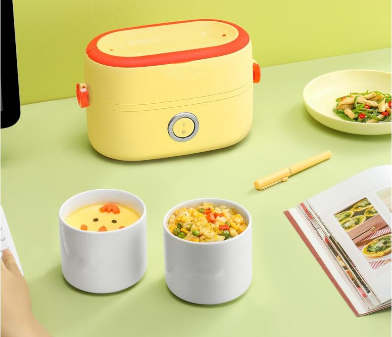 220V Mini Electric Rice Cooker 1L Ceramic Inner Cooking Pot Portable Multi Cooker Mini Lunch Meals Heating Box