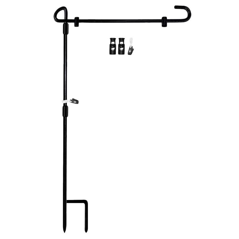 1pc Garden Iron Flag Pole Outdoor Yard Flags Stand Flag Banner Holder Garden Flag Black Wrought Iron Courtyard Garden Flagpole