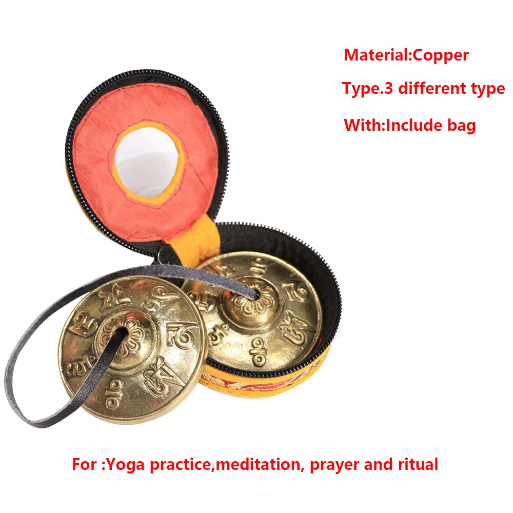 1 par yoga bækkener messing bækken klokkespil tibetansk buddhistisk stil tingsha meditation yoga tilbehør instrument bækkener