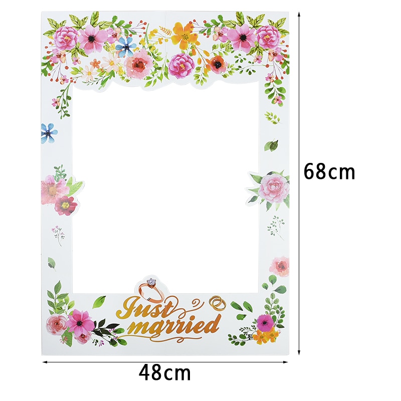 Marco de fotos para el día de la boda, flor blanca para despedida de soltera, accesorios de fotografía, decoración para despedida de soltera, Photobooth: just married