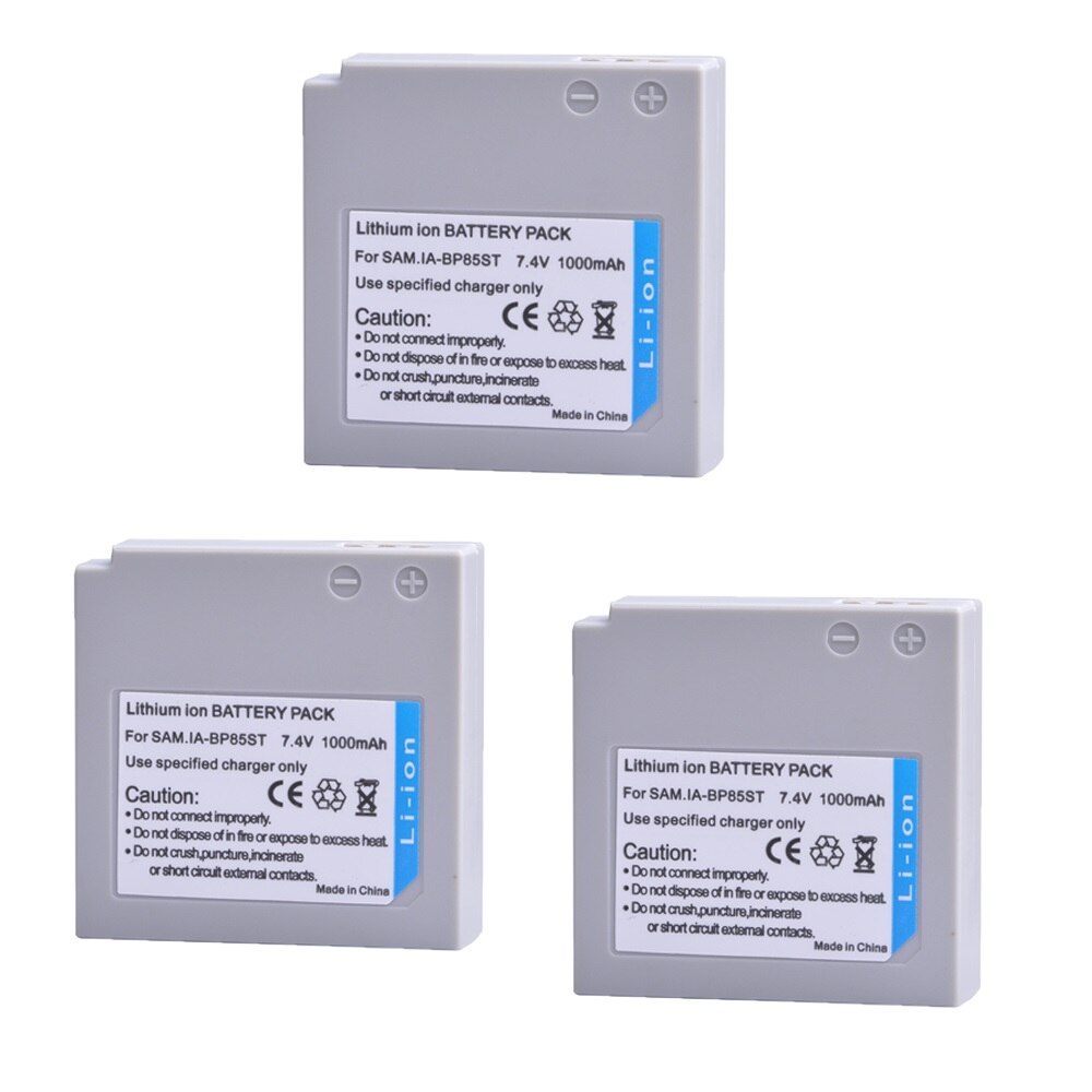IA-BP85ST Battery / Charger for Samsung SC-HMX10 HMX10A HMX10C HMX10P HMX20 HMX20C MX10 MX10A MX10P MX10R SC-MX20 SC-MX20B: 3x Batteries