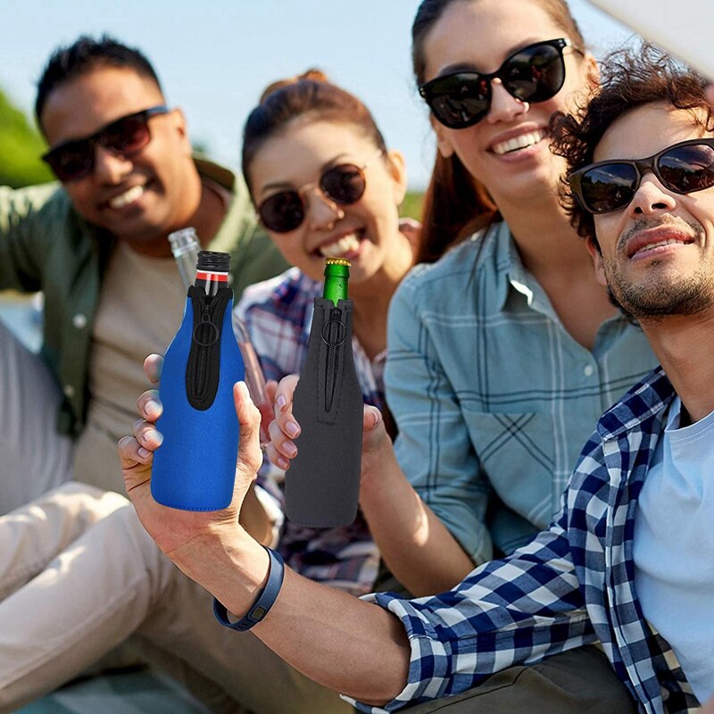 Beer Bottle Cooler Sleeves With Zipper For Party,Beer Holder Collapsible Insulated Bottle Cover For 330Ml Bottles