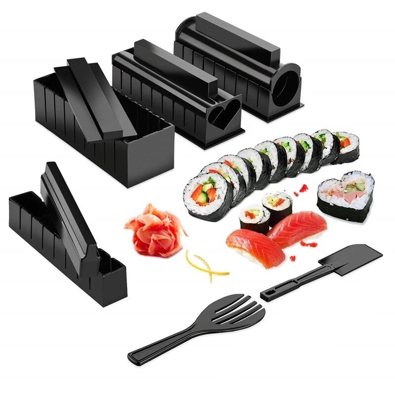 Sushi Maker Equipment Kit Japanese Rice Ball Roll Mold Bazooka Multifunctional Mould Making Sushi Tools Kitchen Gadgets Black